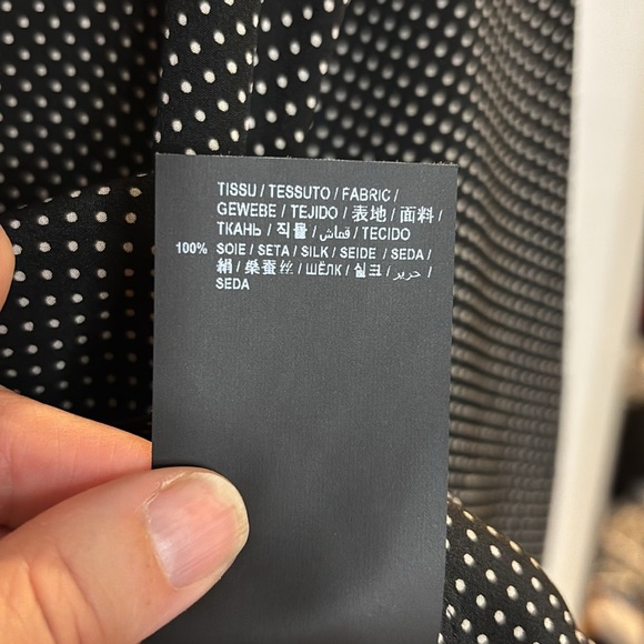 EUC SAINT LAURENT women’s black silk with tiny polka dots size 40 - Picture 5 of 8